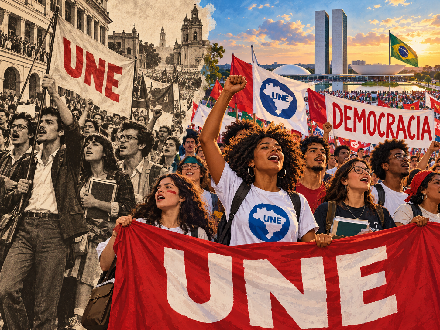 União Nacional dos Estudantes (UNE) retoma protagonismo nas ruas e reacende sua histórica luta pela democracia no Brasil