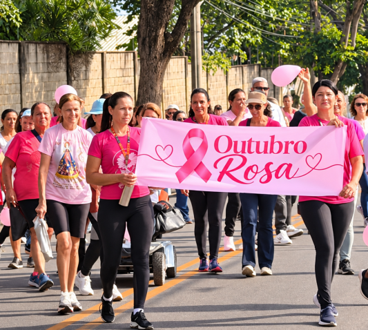 Outubro Rosa mobiliza moradores em caminhada de conscientização sobre a Saúde em Divinópolis rosa um